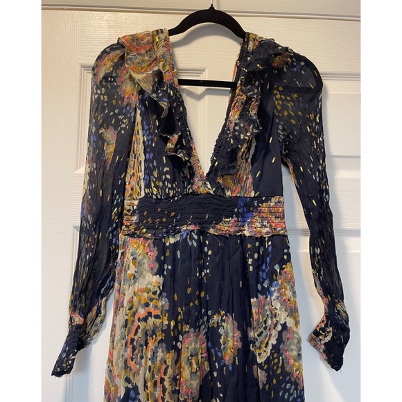 ANTHROPOLOGIE SMOCKED V
NECK MAXI DRESS Missing Tie In The Back - Picture 7 of 10